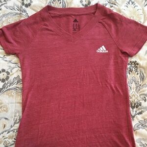 Adidas Burgundy Short Sleeve Logo Tee Shirt Size M